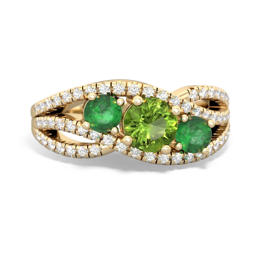 Peridot Three Stone Aurora 14K Yellow Gold ring R3080