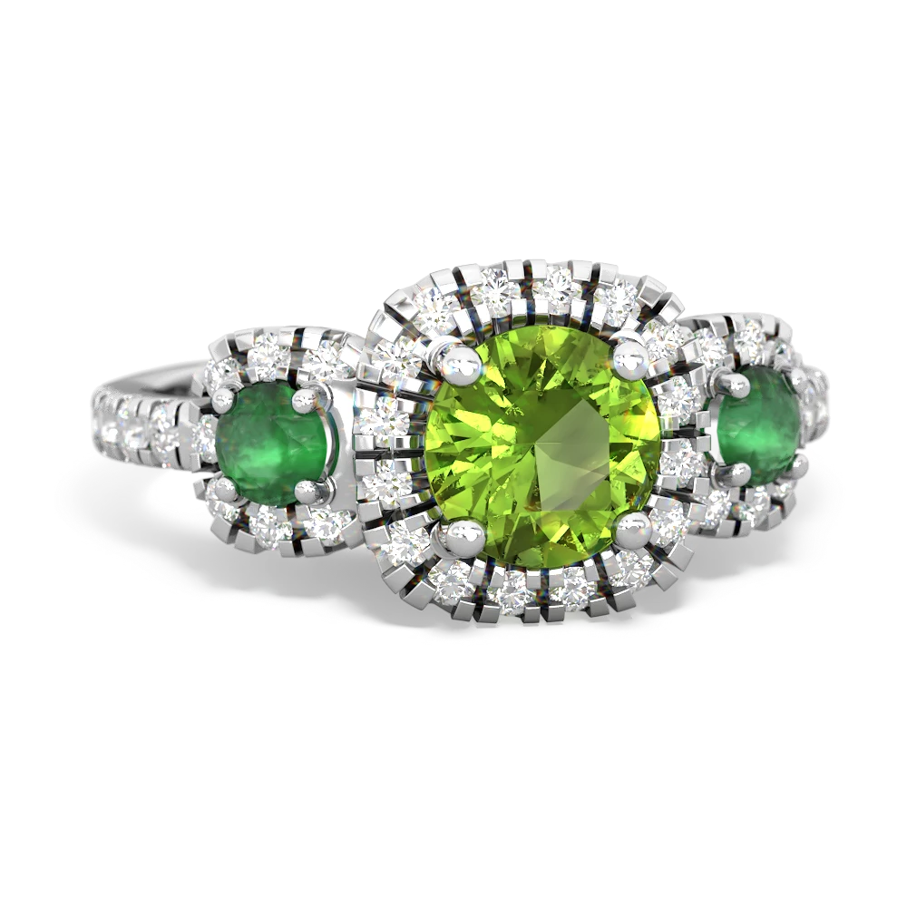 Peridot Regal Halo 14K White Gold ring R5350