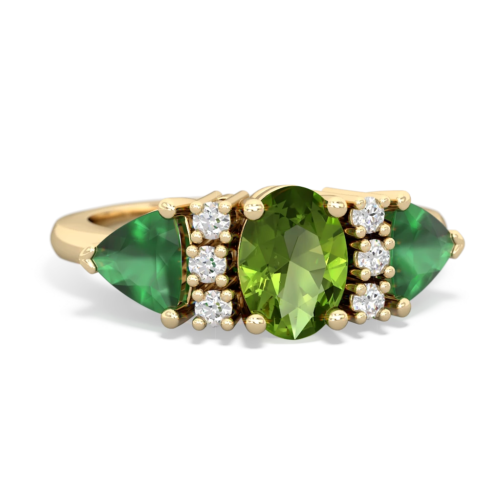 Peridot Antique Style Three Stone 14K Yellow Gold ring R2186