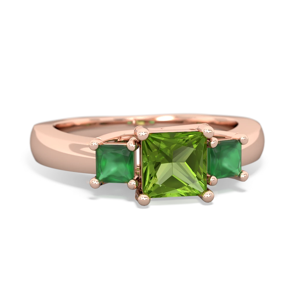 Peridot Three Stone Trellis 14K Rose Gold ring R4015