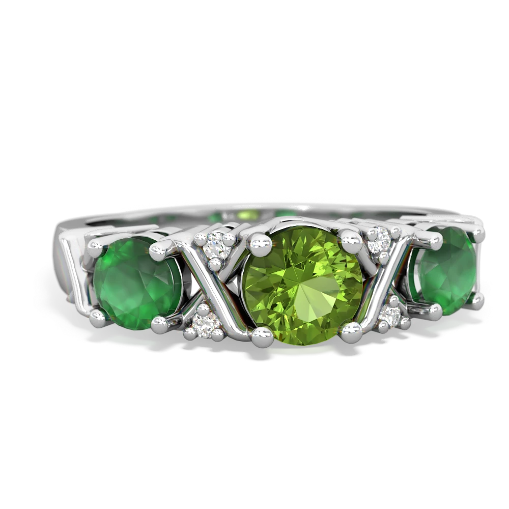 Peridot Hugs And Kisses 14K White Gold ring R5016