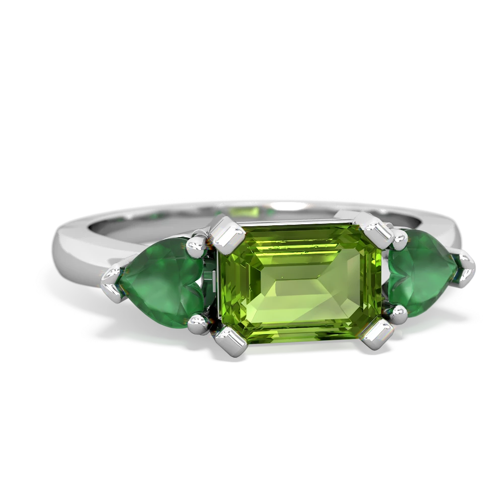 Peridot Three Stone 14K White Gold ring R5235