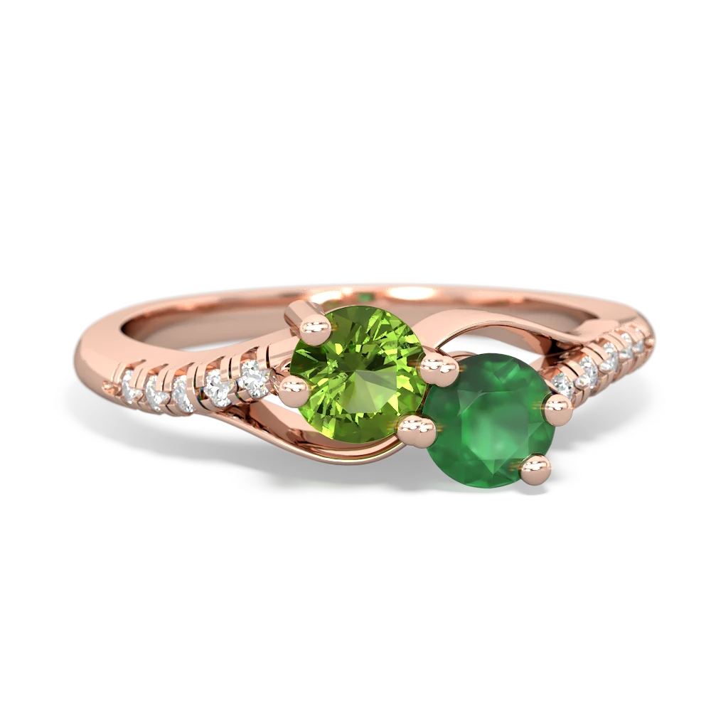 Peridot Infinity Pave Two Stone 14K Rose Gold ring R5285