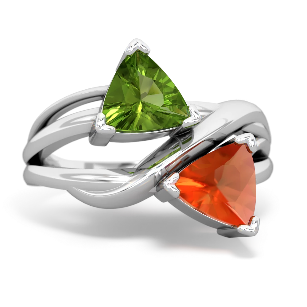 Peridot Split Band Swirl 14K White Gold ring R2341