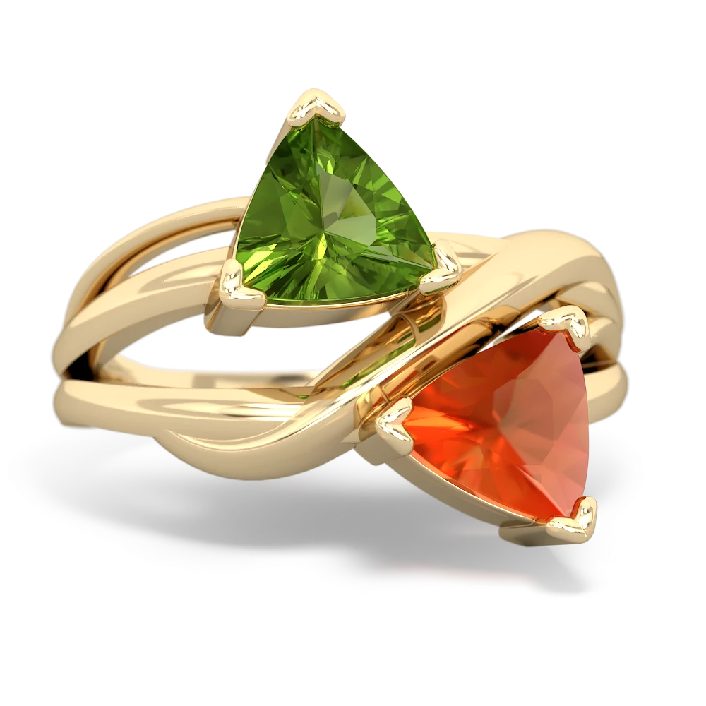 Peridot Split Band Swirl 14K Yellow Gold ring R2341