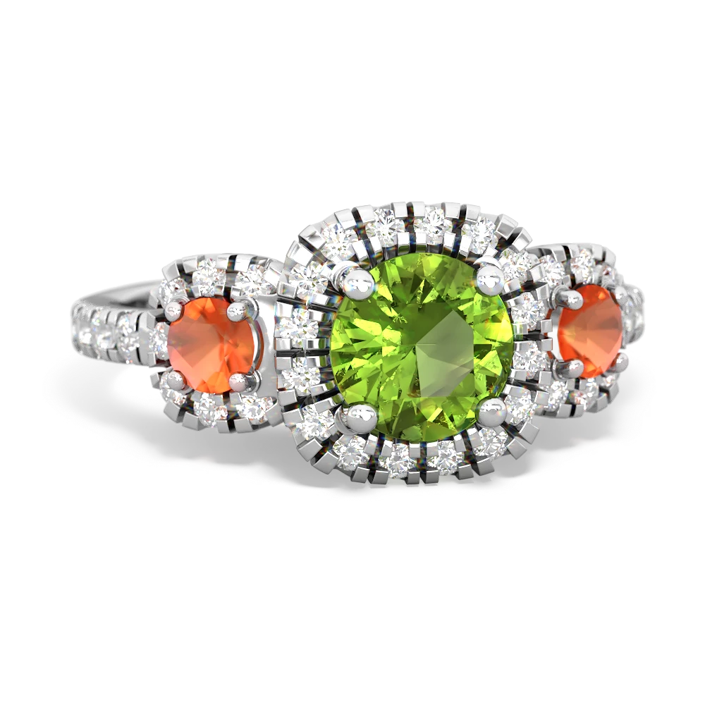 Peridot Regal Halo 14K White Gold ring R5350