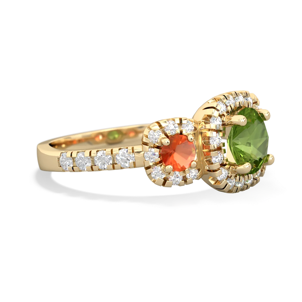 Peridot Regal Halo 14K Yellow Gold ring R5350