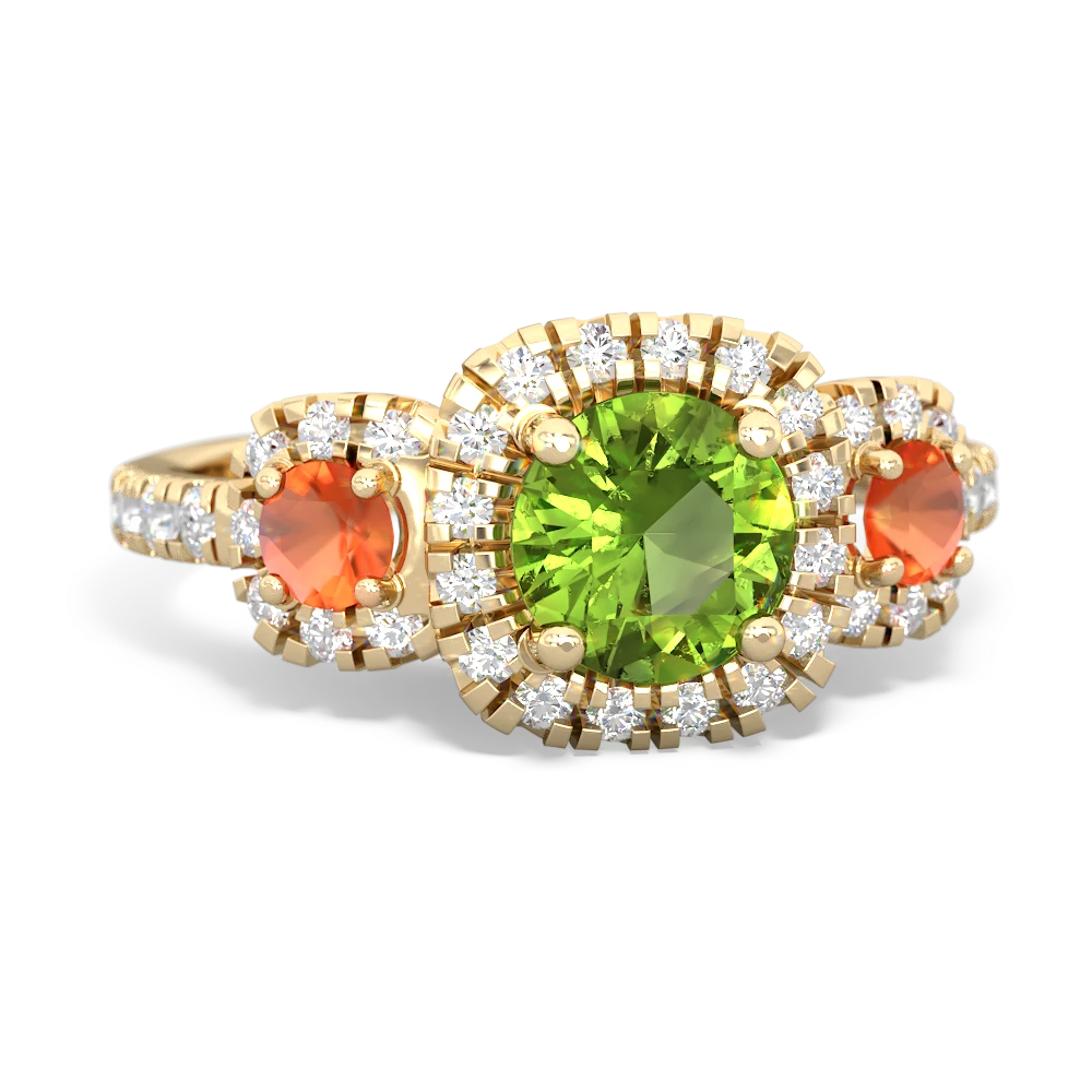 Peridot Regal Halo 14K Yellow Gold ring R5350