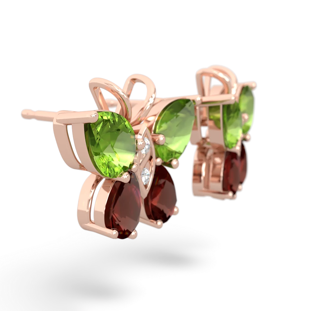 Peridot Butterfly 14K Rose Gold earrings E2215