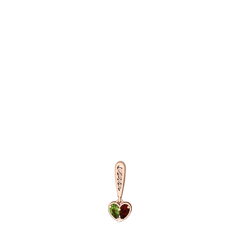 Peridot Filligree Heart 14K Rose Gold earrings E5070