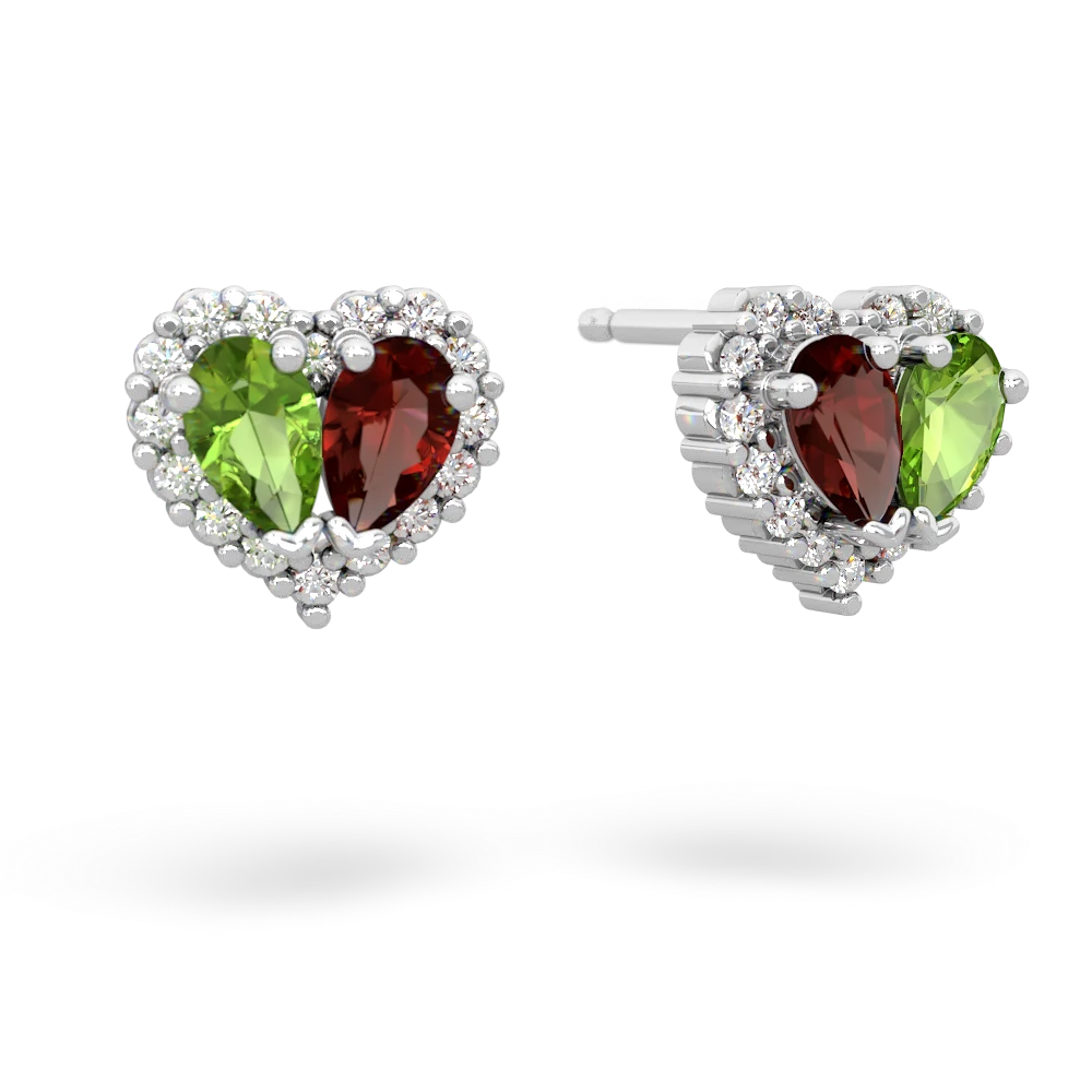 Peridot Halo 14K White Gold earrings E7008