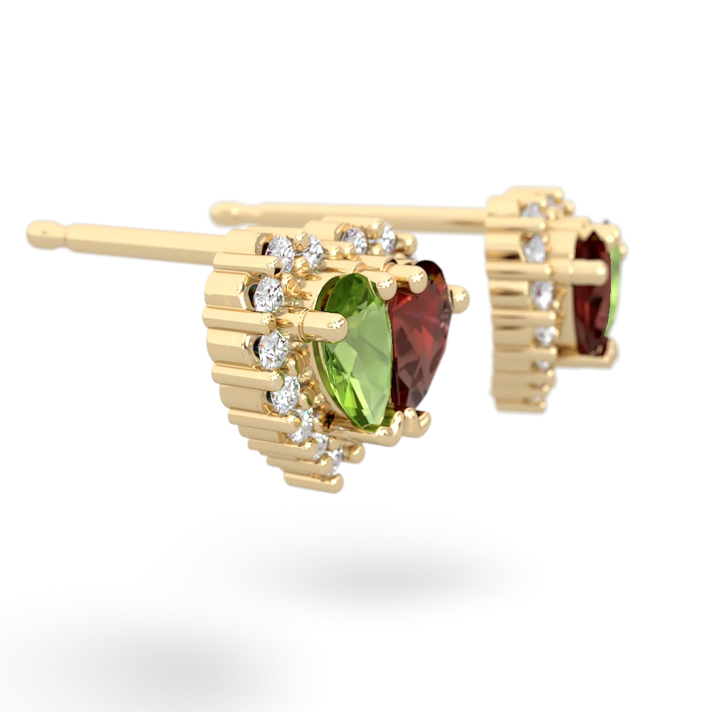 Peridot Halo 14K Yellow Gold earrings E7008
