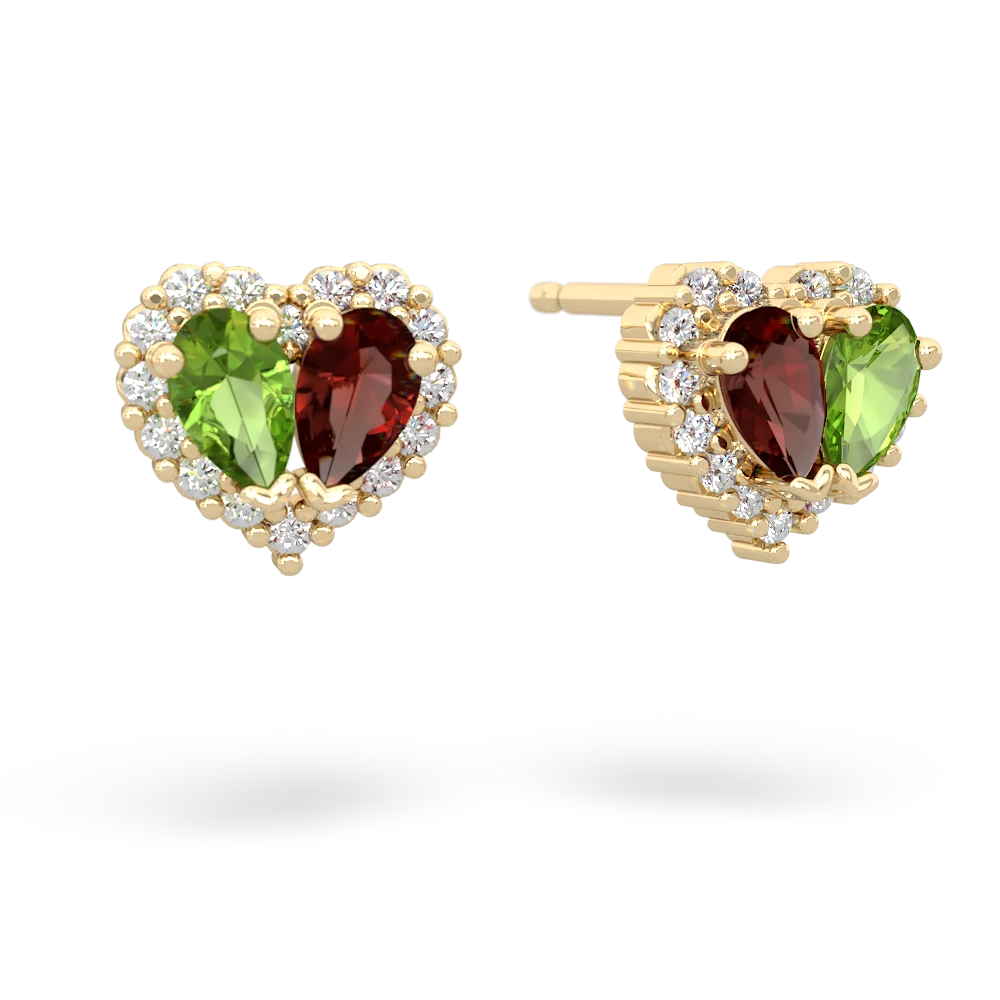 Peridot Halo 14K Yellow Gold earrings E7008
