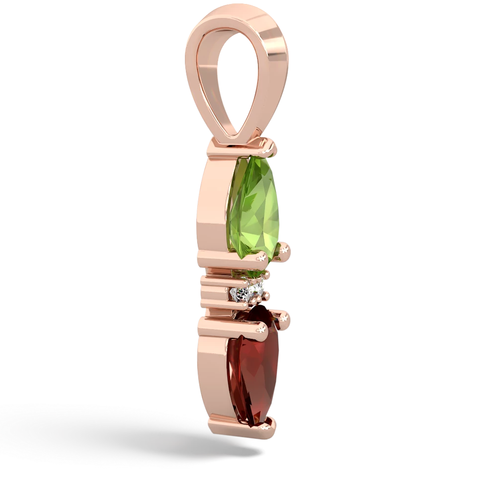 Peridot Bowtie Drop 14K Rose Gold pendant P0865