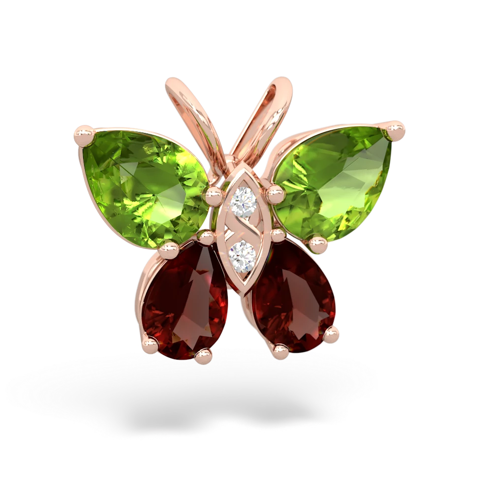 Peridot Butterfly 14K Rose Gold pendant P2215