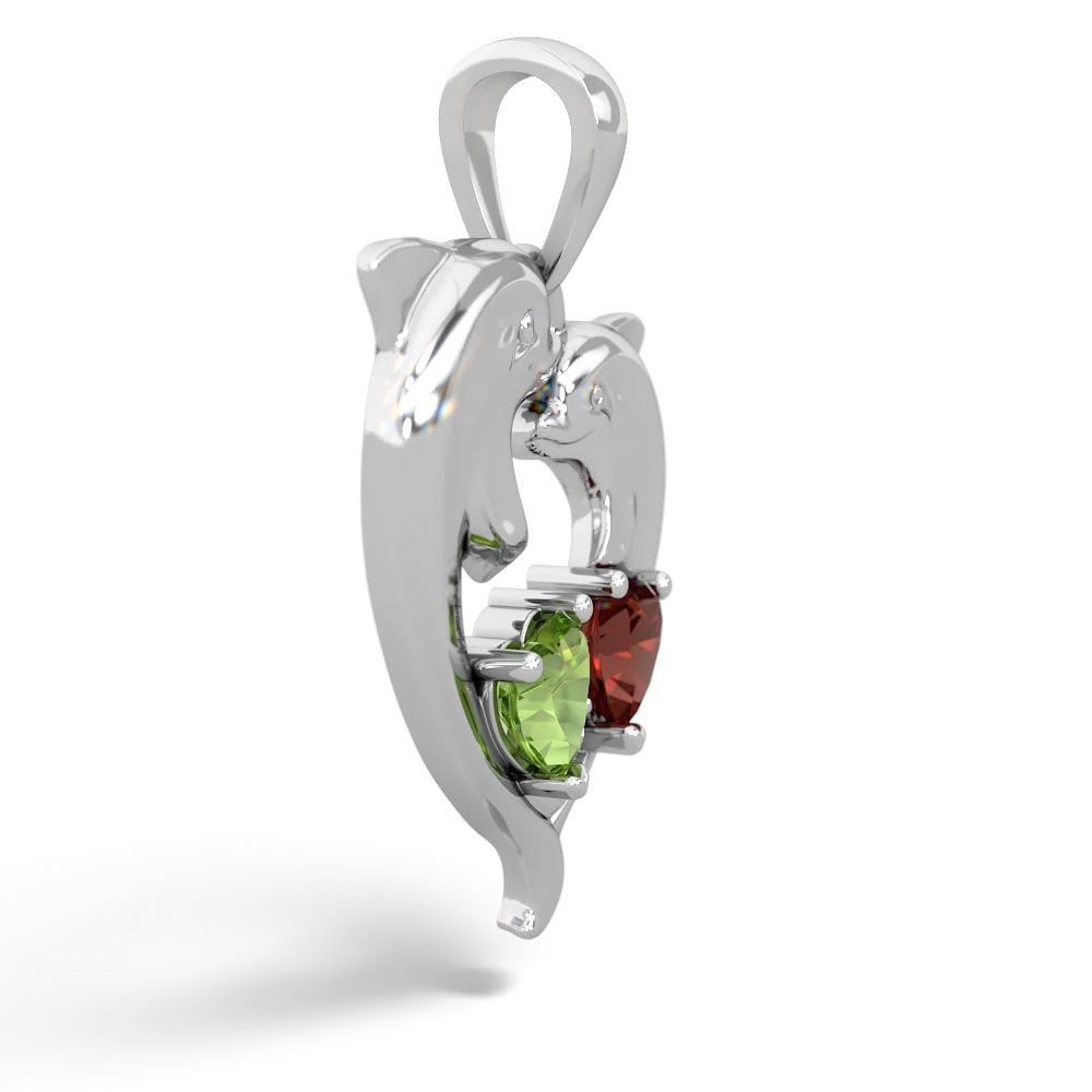 Peridot Dolphin Heart 14K White Gold pendant P5820