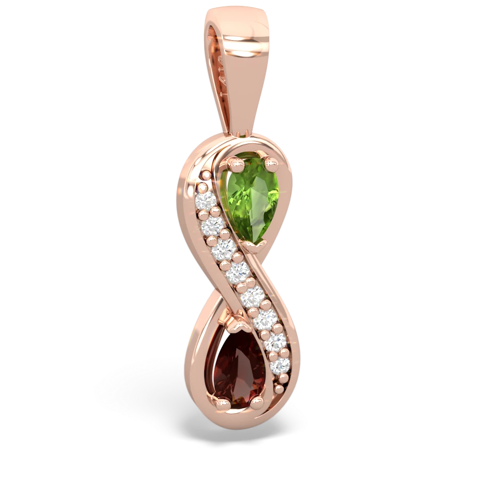 Peridot Diamond Infinity 14K Rose Gold pendant P5390