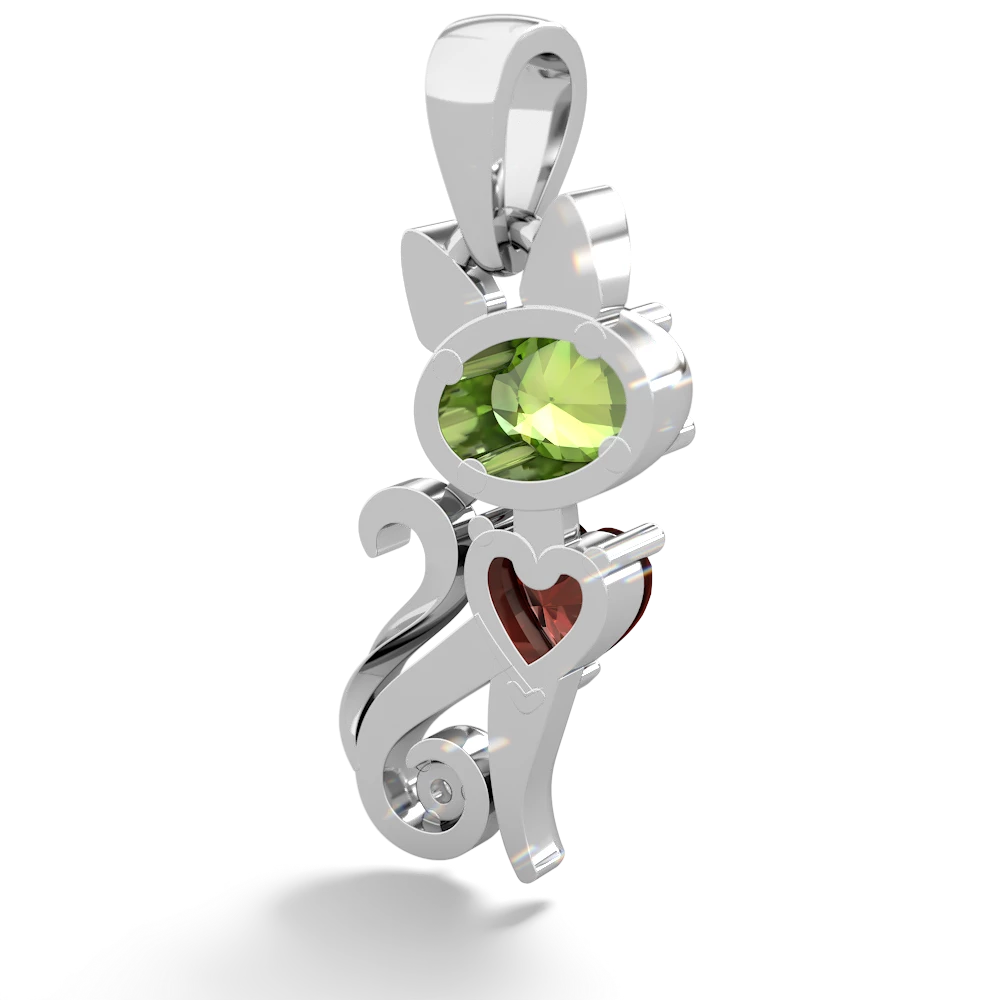 Peridot Kitten 14K White Gold pendant P5780