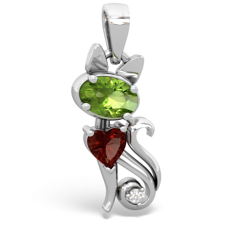 Peridot Kitten 14K White Gold pendant P5780