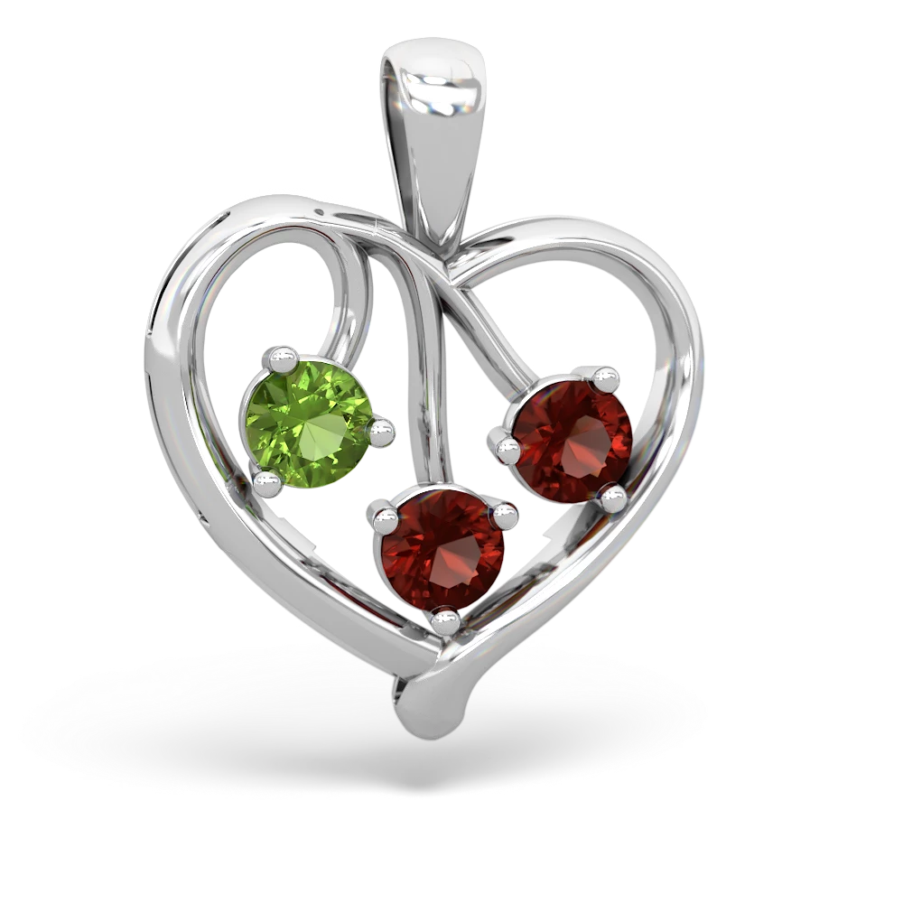 Peridot Glowing Heart 14K White Gold pendant P2233