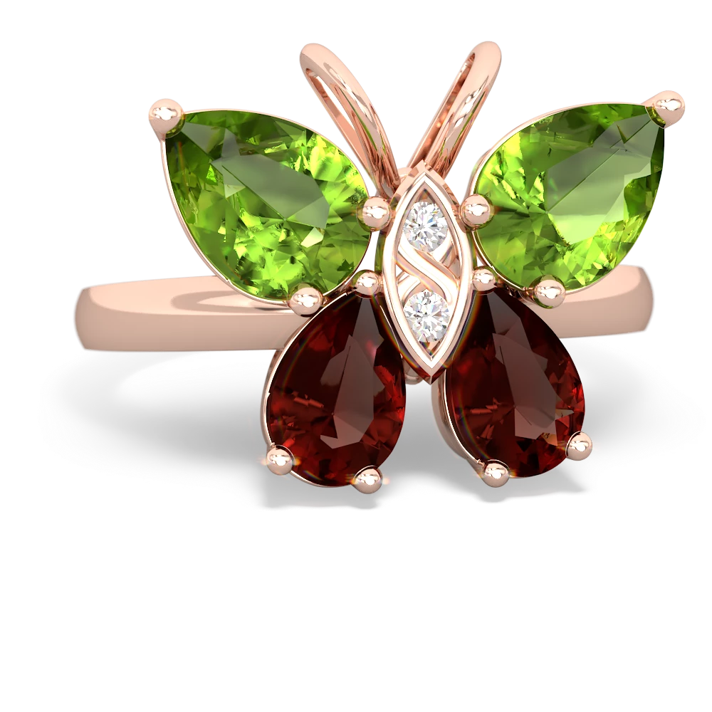 Peridot Butterfly 14K Rose Gold ring R2215