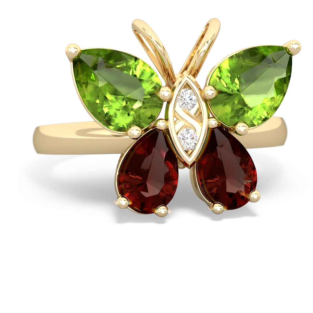 Peridot Butterfly 14K Yellow Gold ring R2215