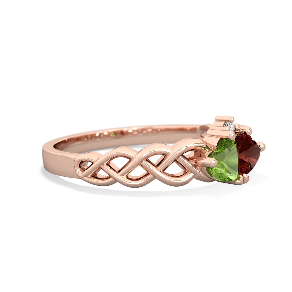 Peridot Heart To Heart Braid 14K Rose Gold ring R5870