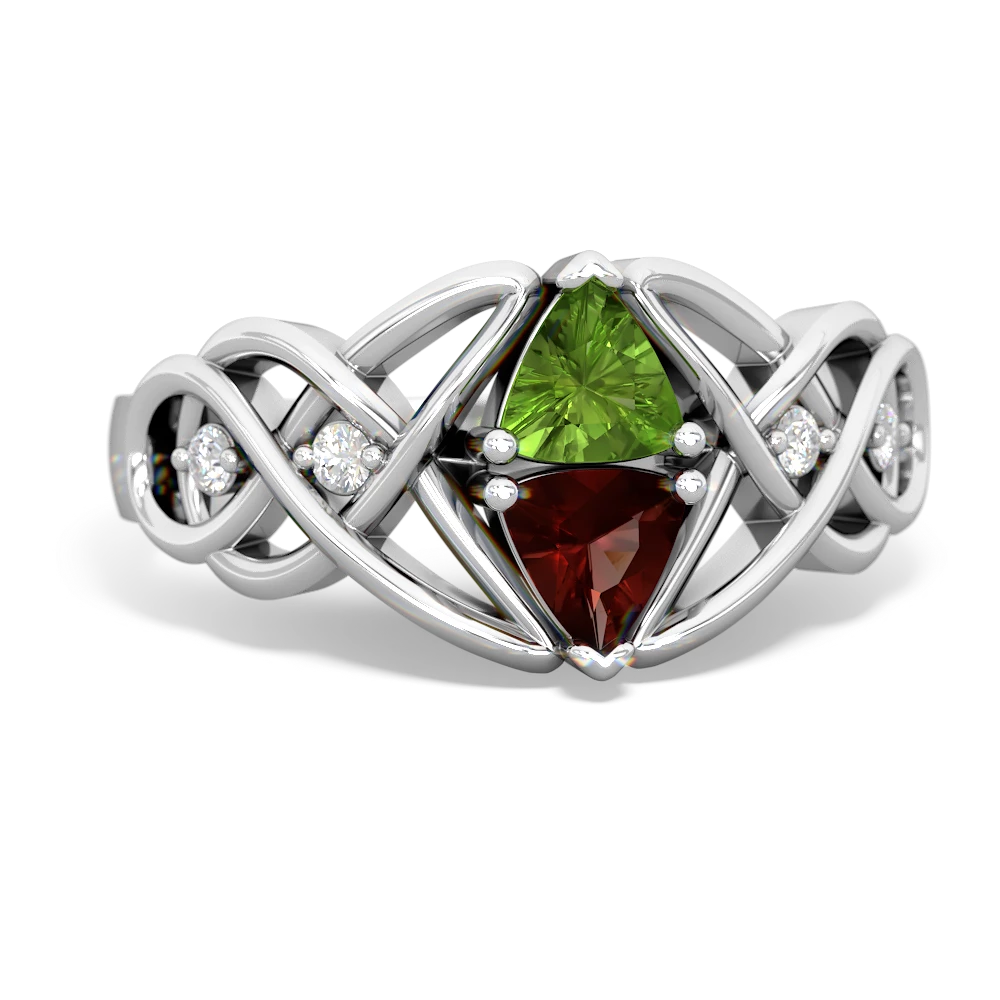 Peridot Keepsake Celtic Knot 14K White Gold ring R5300