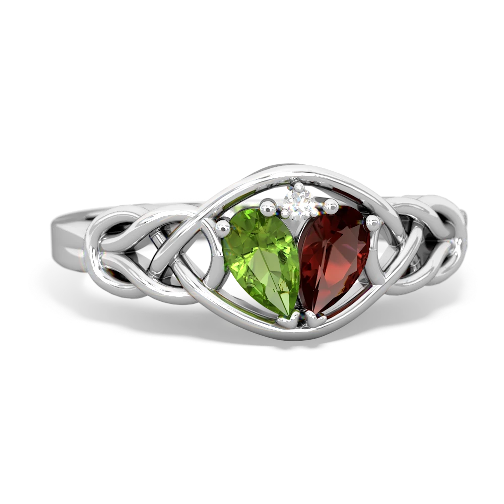 Peridot Celtic Love Knot 14K White Gold ring R5420