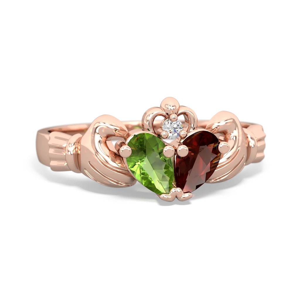 Peridot 'Our Heart' Claddagh 14K Rose Gold ring R2388