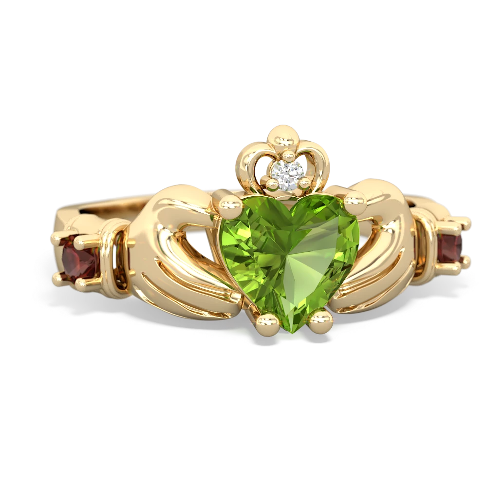 Peridot Claddagh Keepsake 14K Yellow Gold ring R5245