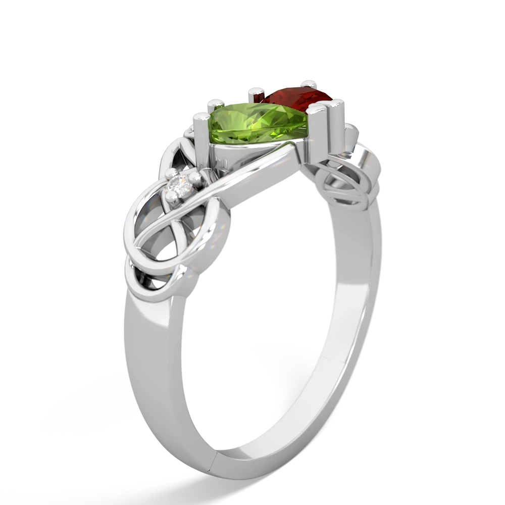 Peridot 'One Heart' Celtic Knot Claddagh 14K White Gold ring R5322