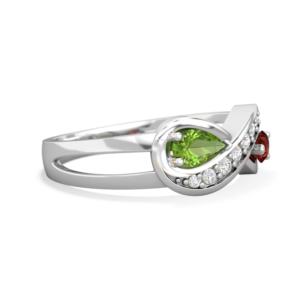 Peridot Diamond Infinity 14K White Gold ring R5390