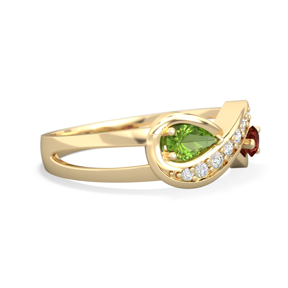 Peridot Diamond Infinity 14K Yellow Gold ring R5390