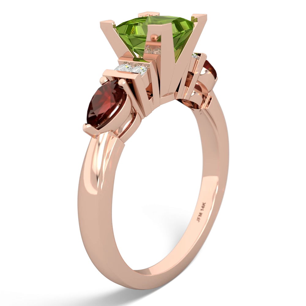 Peridot 6Mm Princess Eternal Embrace Engagement 14K Rose Gold ring C2002