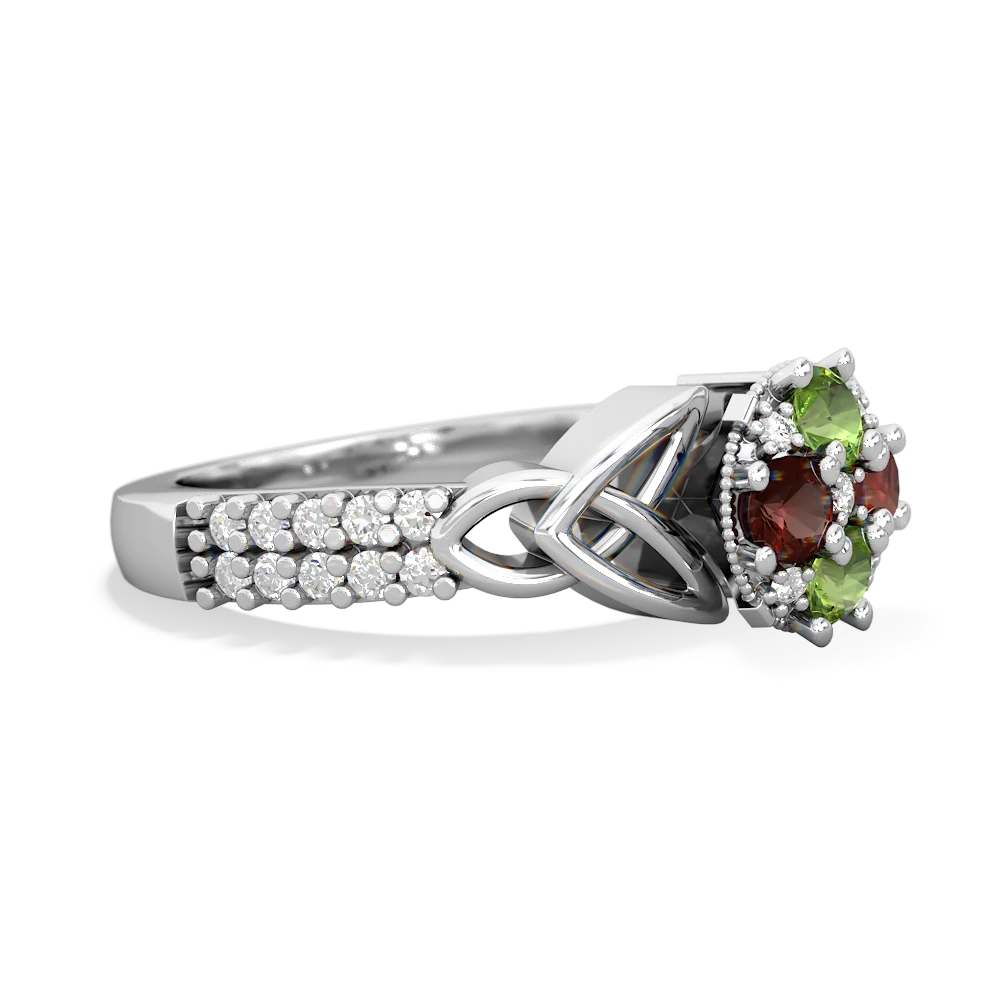 Peridot Celtic Knot Cluster Engagement 14K White Gold ring R26443RD