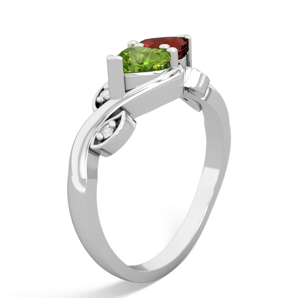 Peridot Floral Elegance 14K White Gold ring R5790