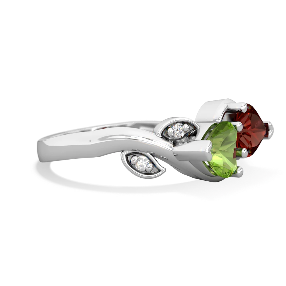 Peridot Floral Elegance 14K White Gold ring R5790