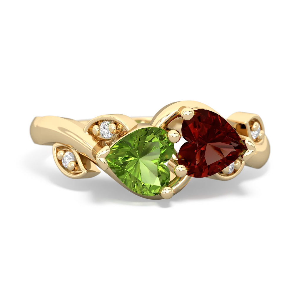 Peridot Floral Elegance 14K Yellow Gold ring R5790