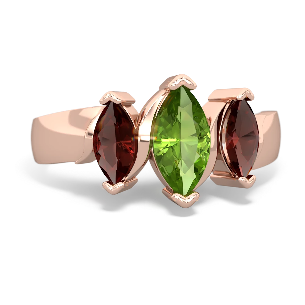 Peridot Three Peeks 14K Rose Gold ring R2433