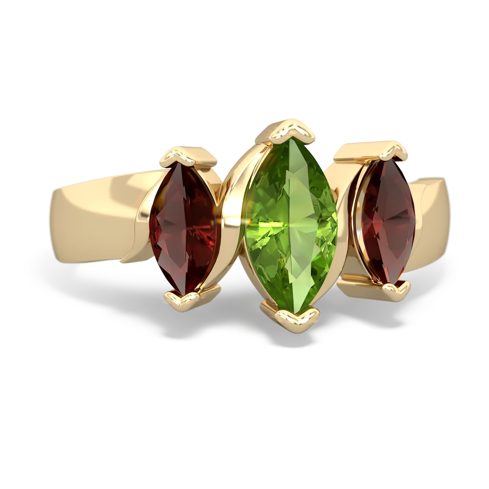 Peridot Three Peeks 14K Yellow Gold ring R2433