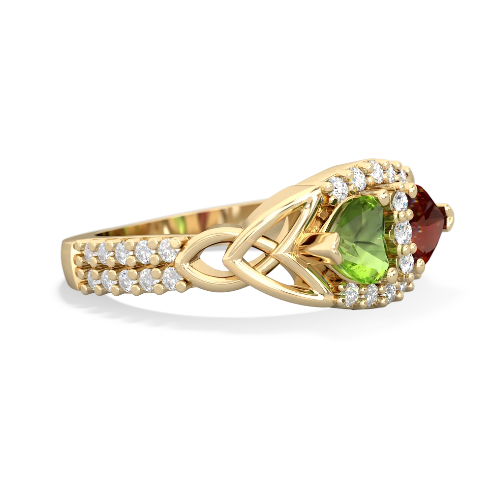 Peridot Sparkling Celtic Knot 14K Yellow Gold ring R2645