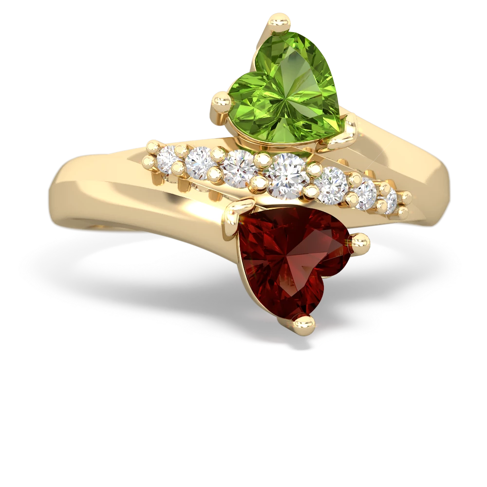 Peridot Heart To Heart 14K Yellow Gold ring R2064