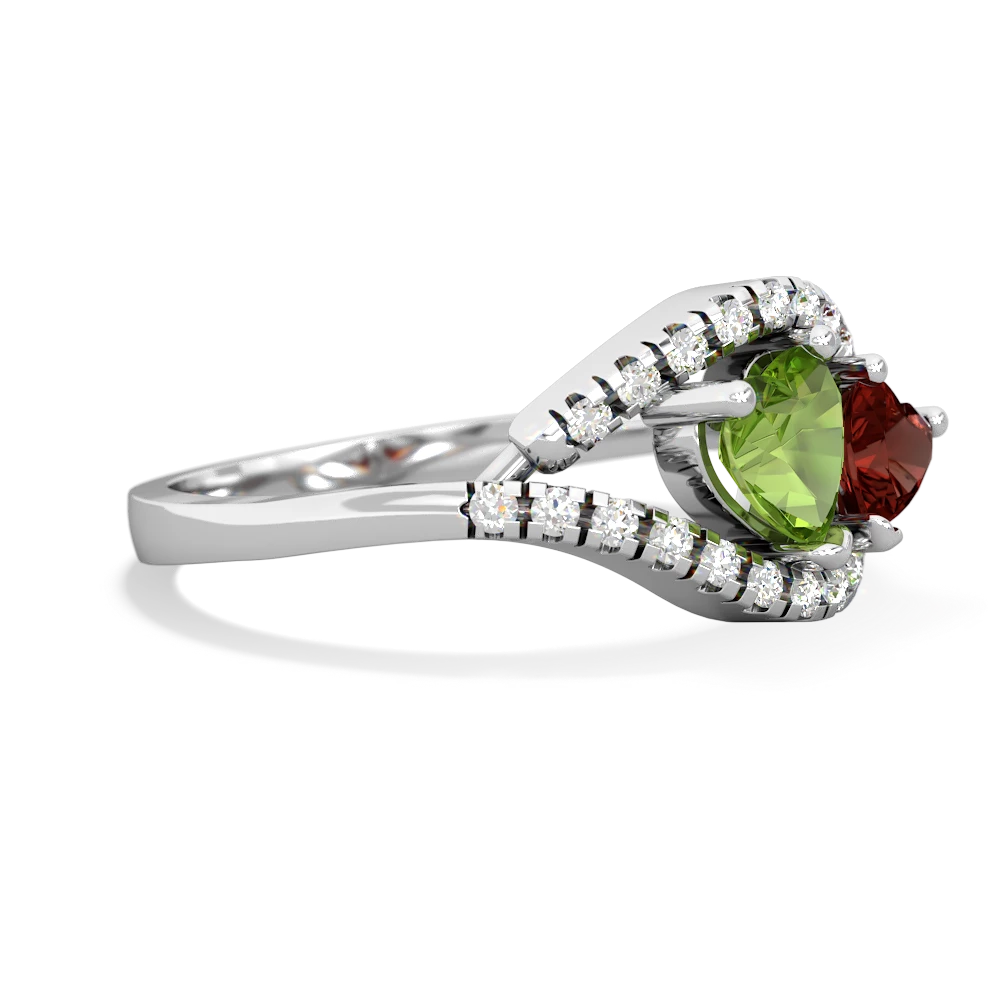 Peridot Mother And Child 14K White Gold ring R3010