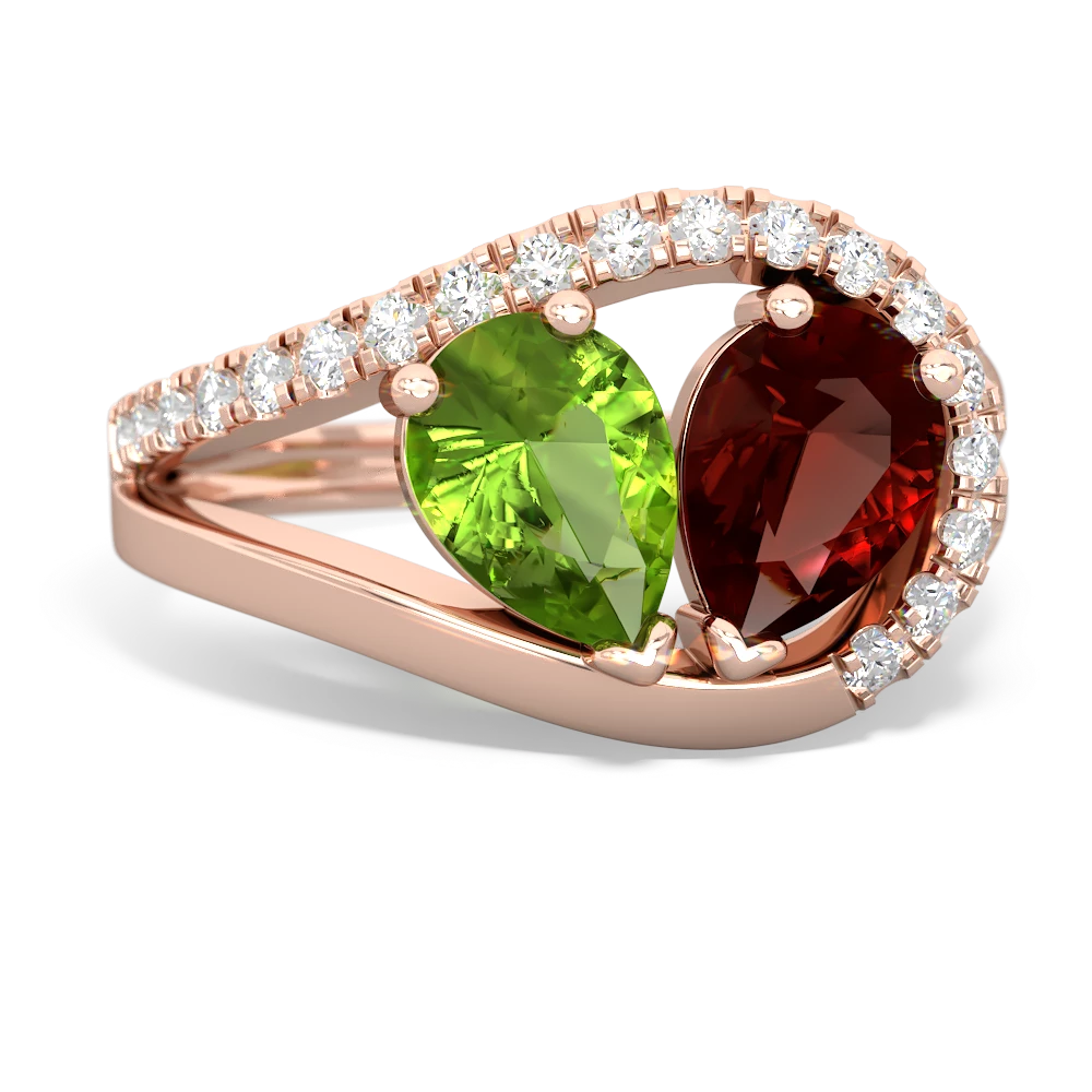 Peridot Nestled Heart Keepsake 14K Rose Gold ring R5650