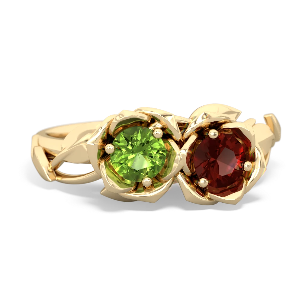 Peridot Rose Garden 14K Yellow Gold ring R5510