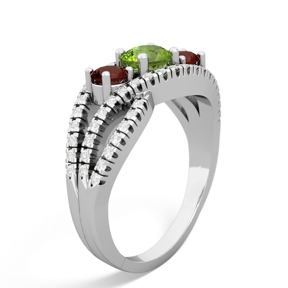 Peridot Three Stone Aurora 14K White Gold ring R3080