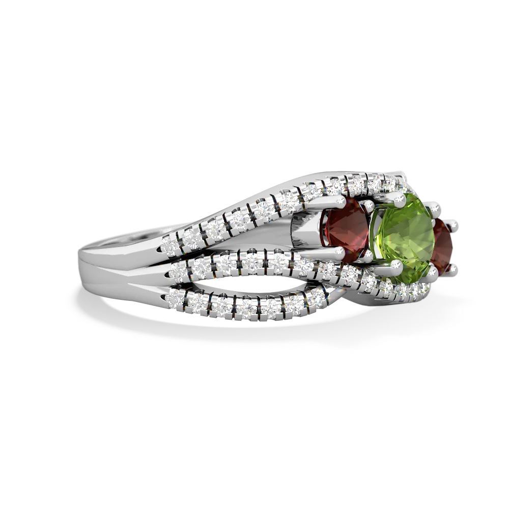 Peridot Three Stone Aurora 14K White Gold ring R3080