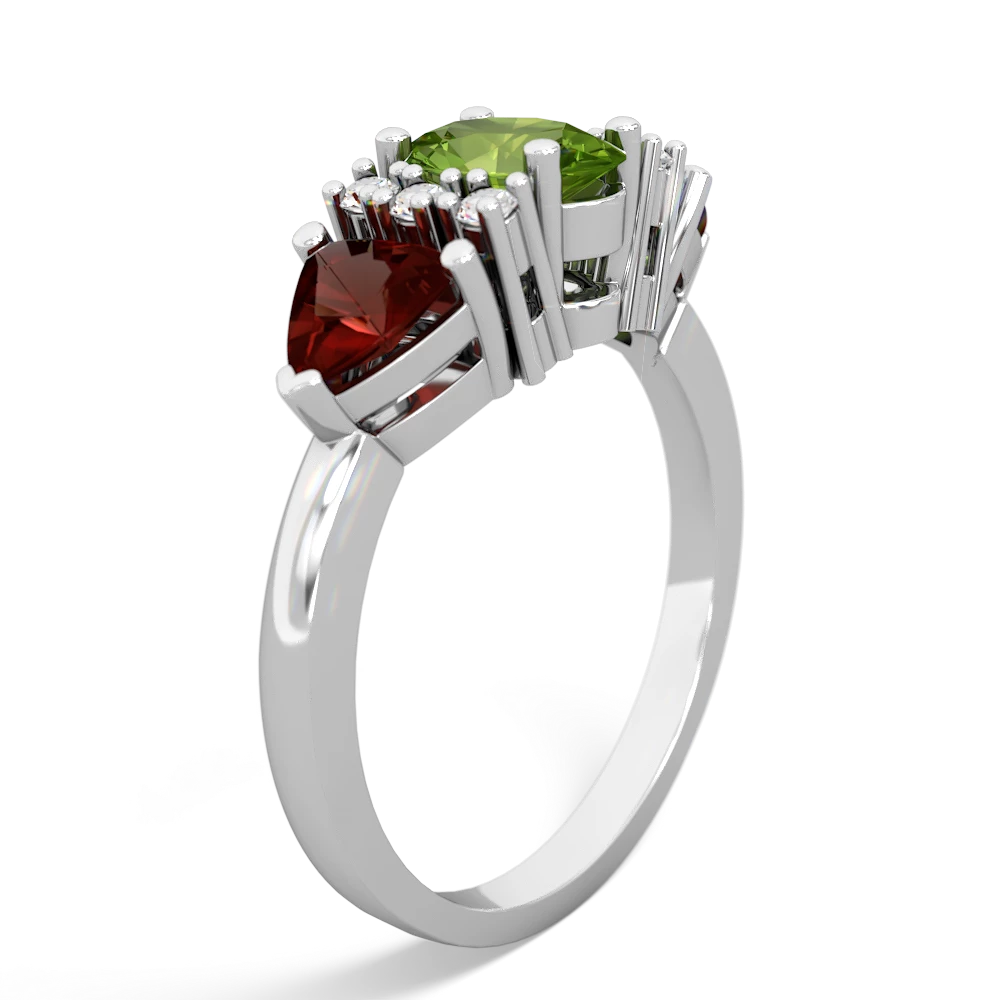 Peridot Antique Style Three Stone 14K White Gold ring R2186