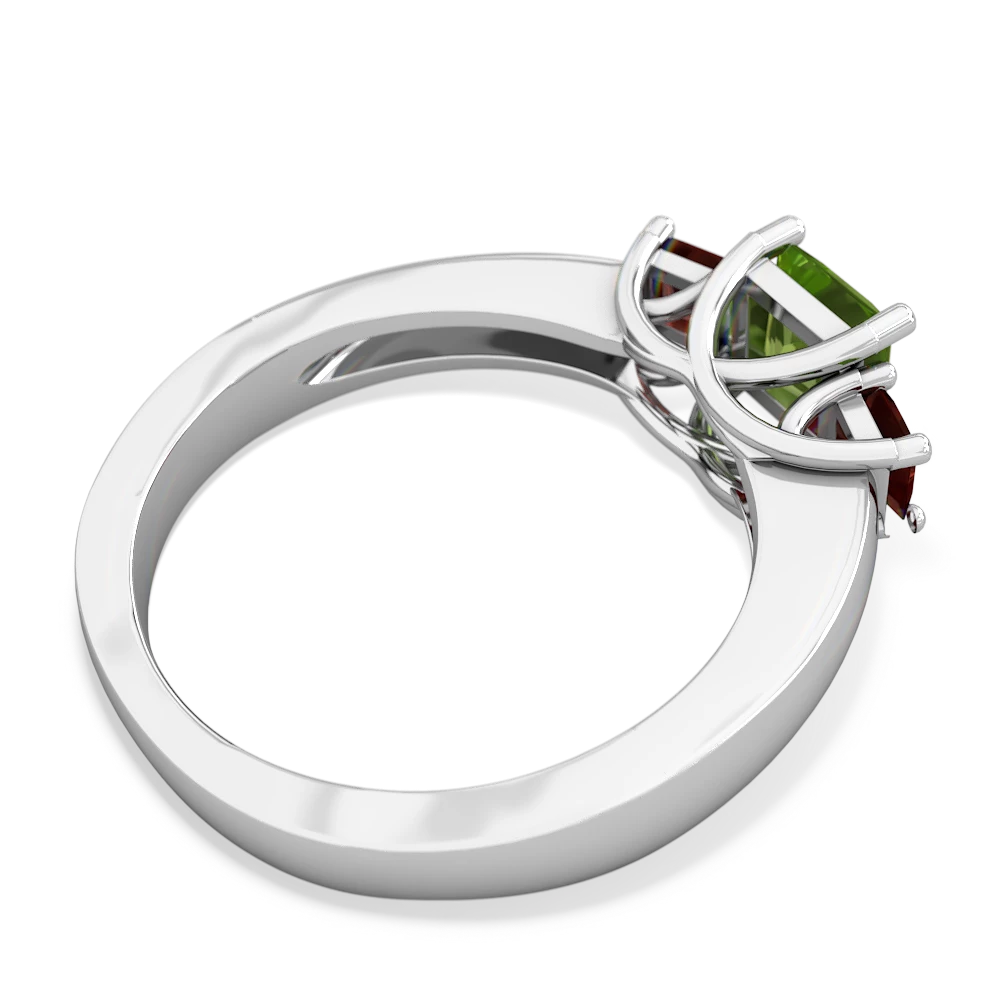 Peridot Three Stone Trellis 14K White Gold ring R4015